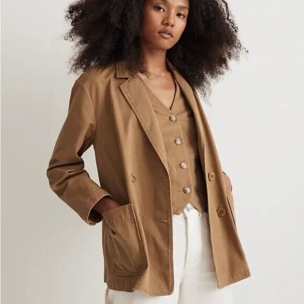 Madewell Crossover Blazer Regenerative Chino Tan Oversized Chore Coat Women XXS